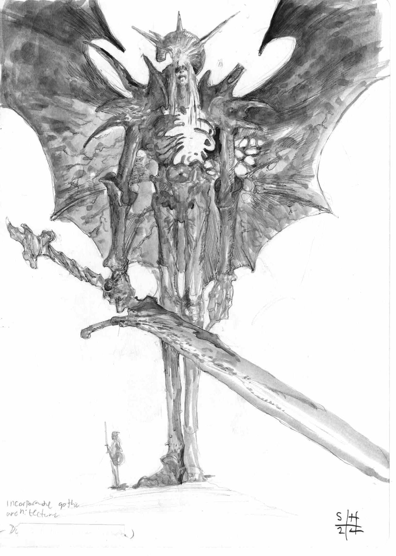 Strange House original illustration - incorporeal gothic architecture ...